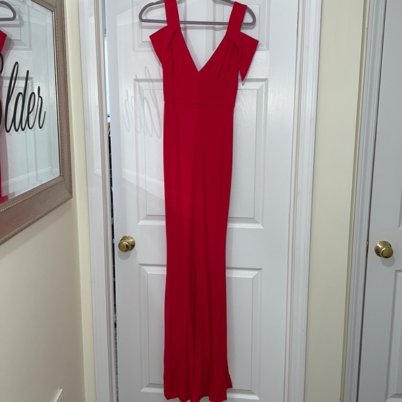 ABS Allen Schwartz Cold Shoulder Double V Gown - Picture 2 of 7